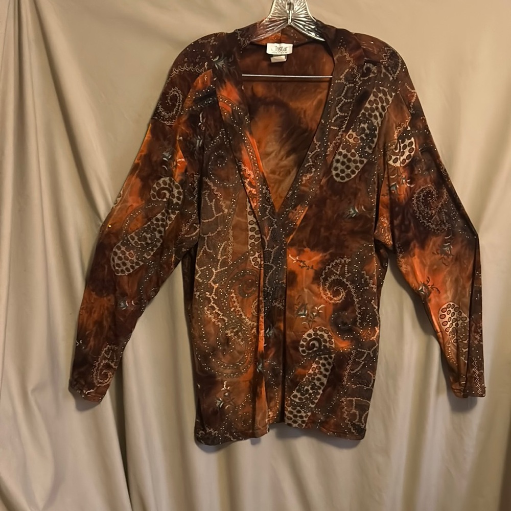 Jostar vintage paisley metallic knit top size xl